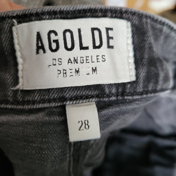 AGOLDE Chloe Low Rise Cotton Blend Washed Out Distressed Gray Denim Jeans Sz 28 - Picture 6 of 10